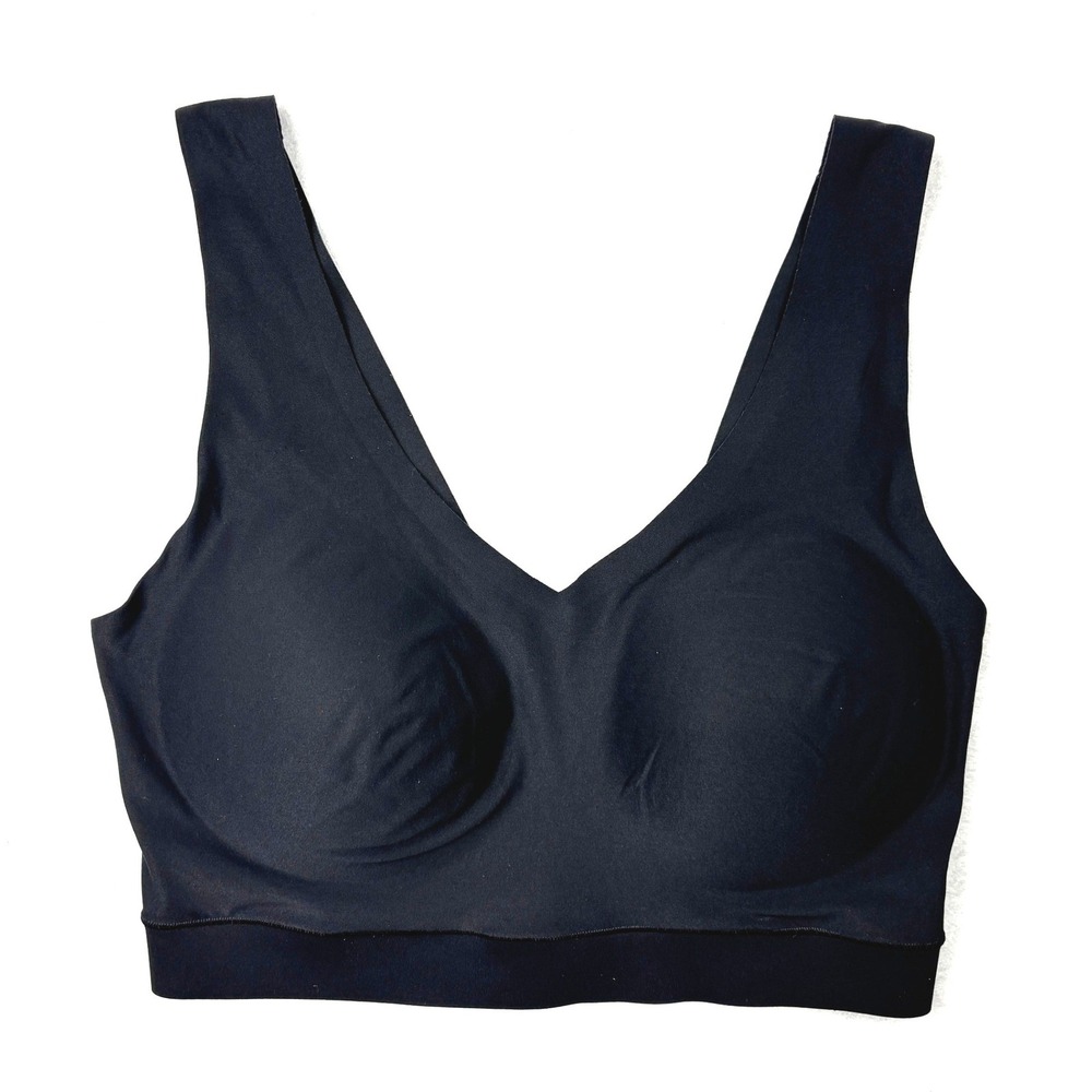 Chantelle SoftStretch Seamless Padded Bra Womens M/L Black V Neck Wirefree Top
